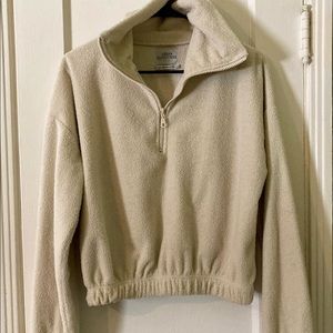UO cropped Sherpa 3/4 zip up